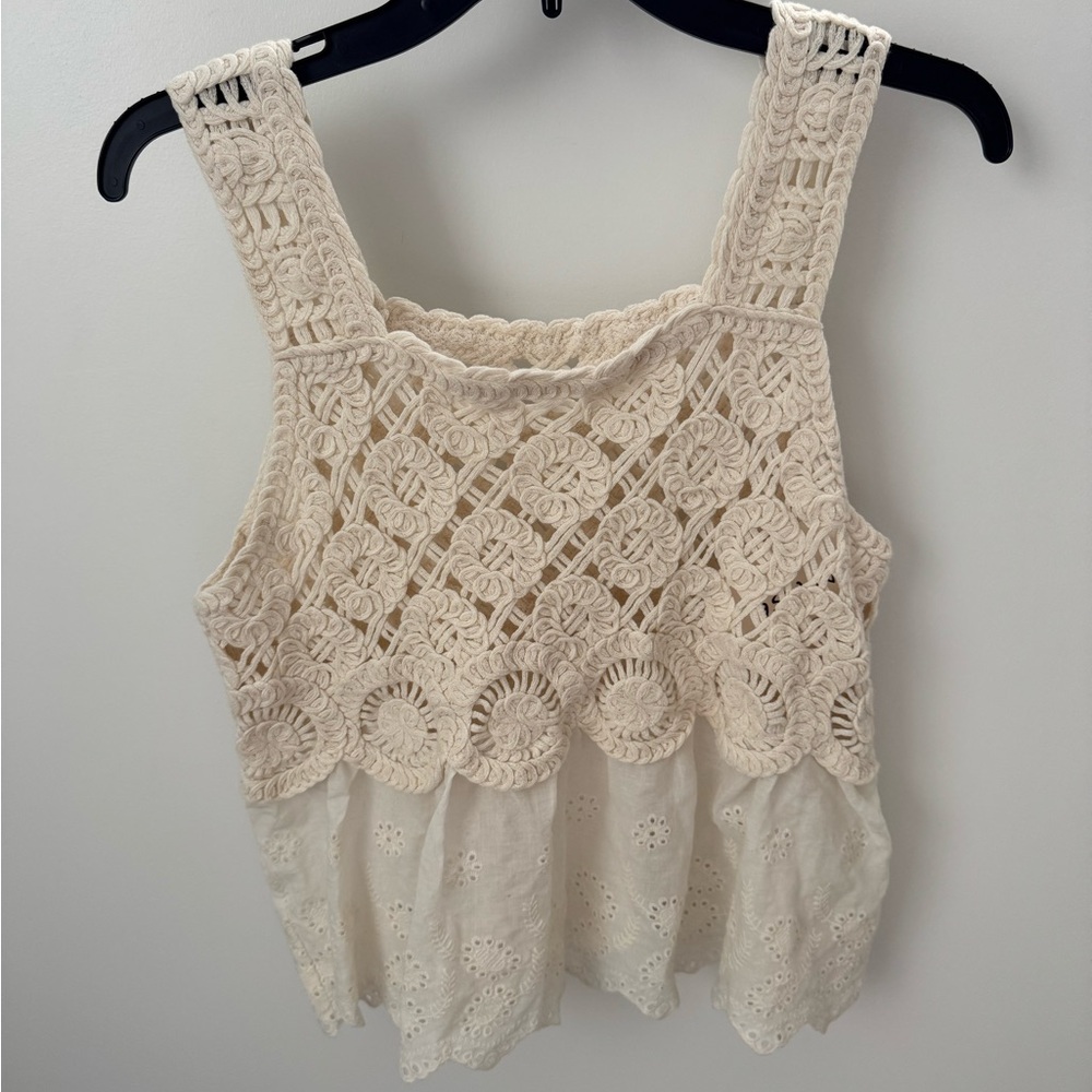 Cream Crochet Lace Top